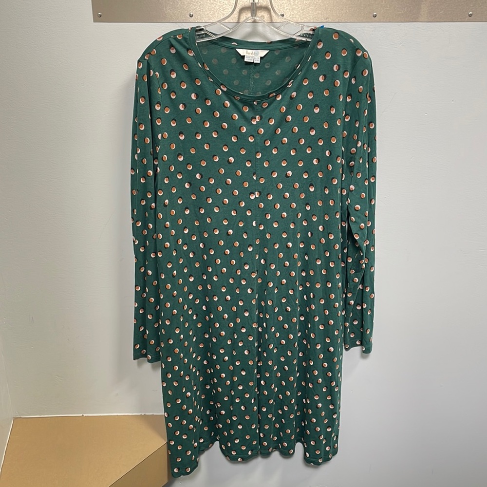 Boden Green Confetti Long Sleeve Pocket Tunic Swing Dress